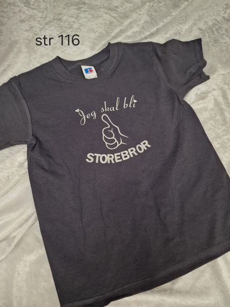 Jeg skal bli storebror svart m sølv ( str 116)
