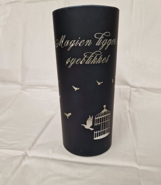 Lyslykt LED Fuglebur Blåsort 8x20cm